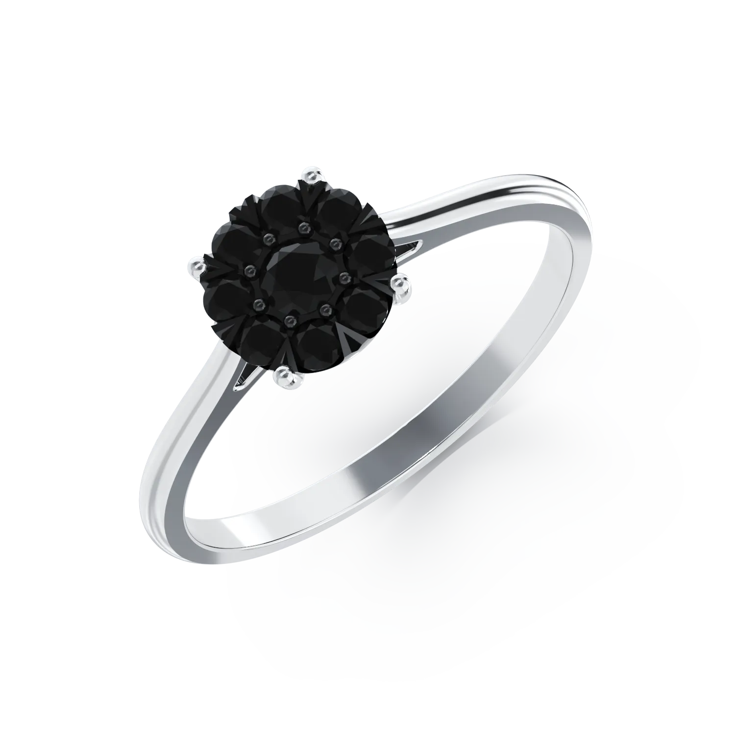 Inel de logodna din aur alb de 18K cu diamante negre de 0.168ct