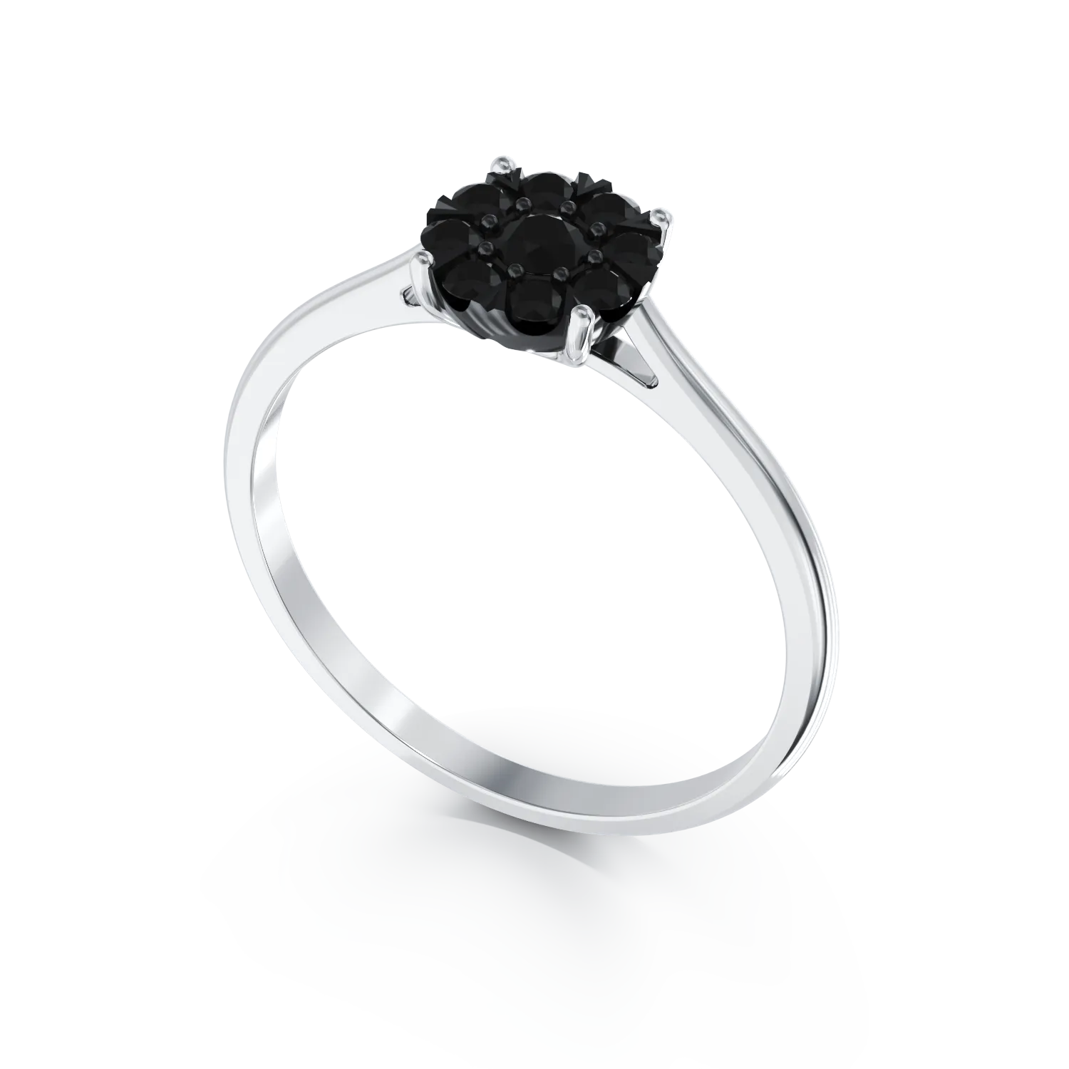 18K white gold engagement ring with 0.168ct black diamonds