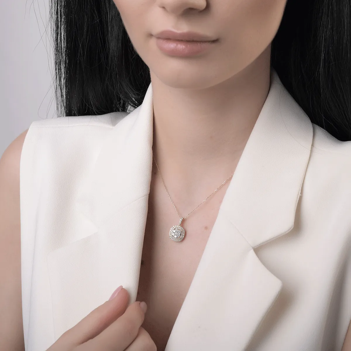 Pandantiv din aur galben de 18K cu diamante de 0.5ct