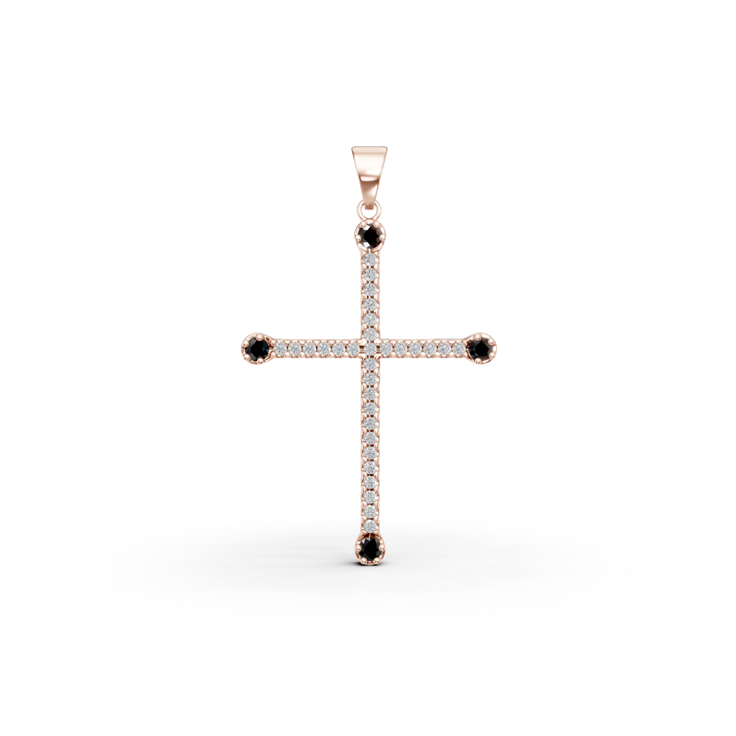 Pandantiv cruce din aur roz