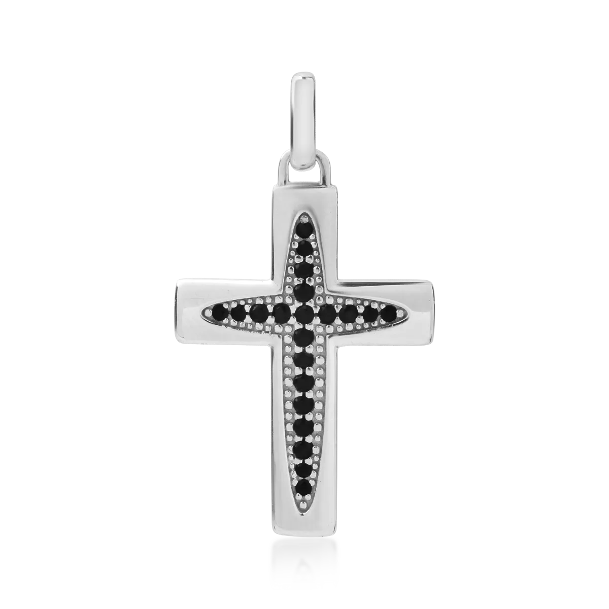 14K white gold cross men's pendant