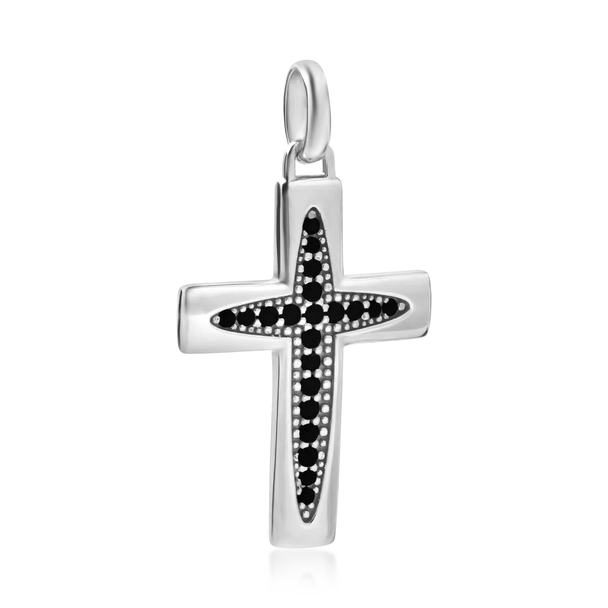 Pandantiv cruce pentru barbati din aur alb de 14K