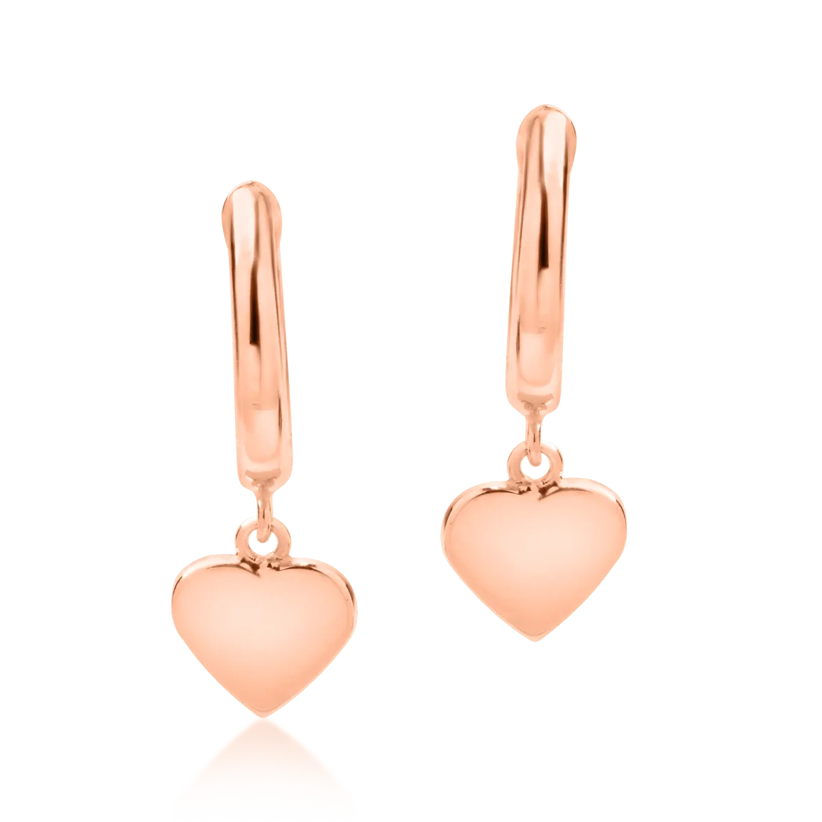 14K rose gold heart earrings