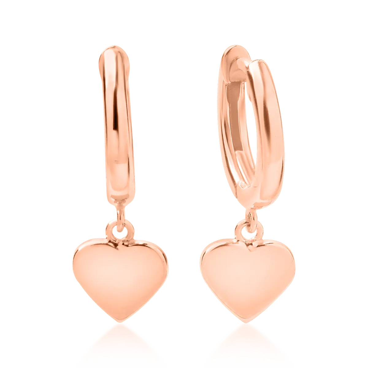 Kolczyki serca z różowego 14K złota