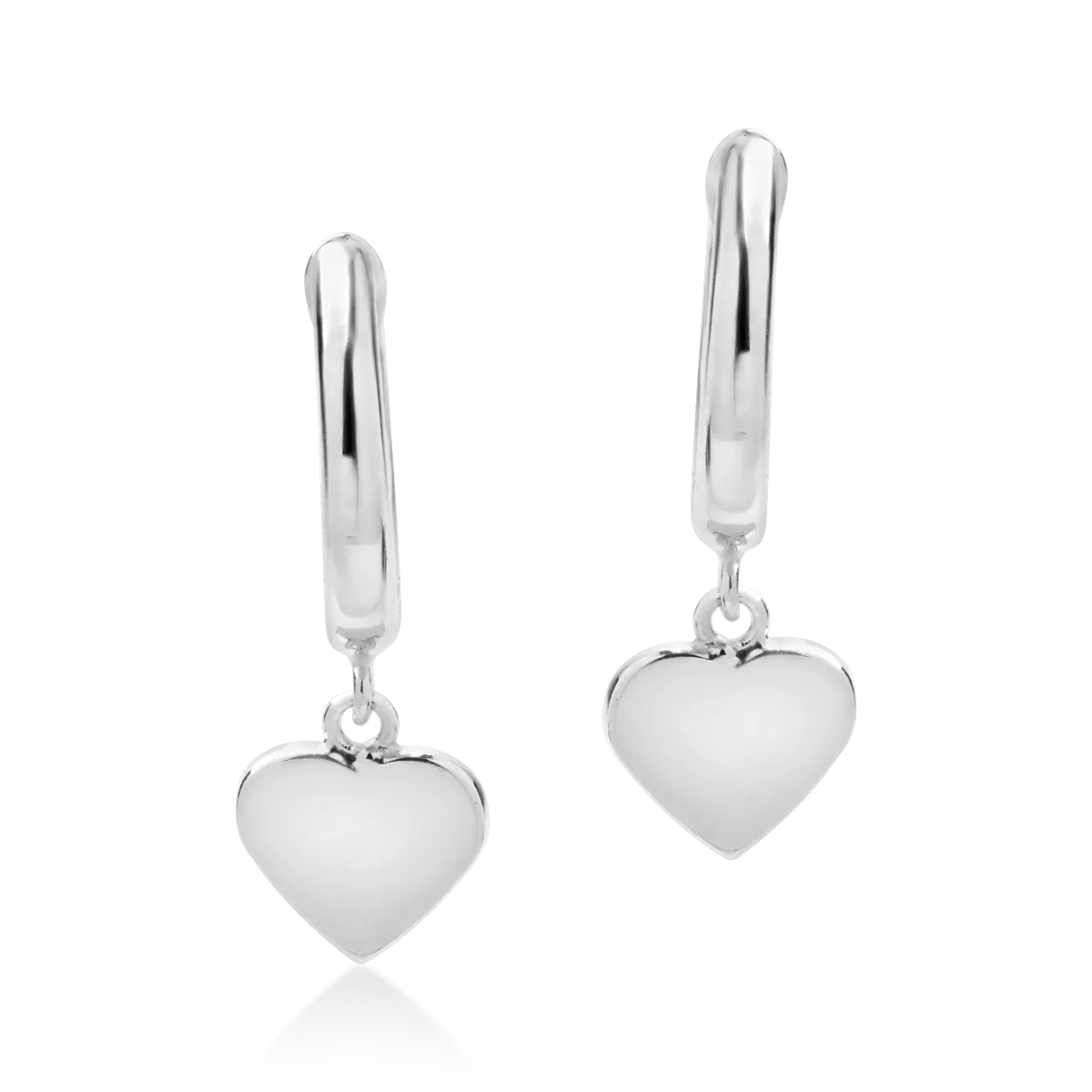 14K white gold heart earrings