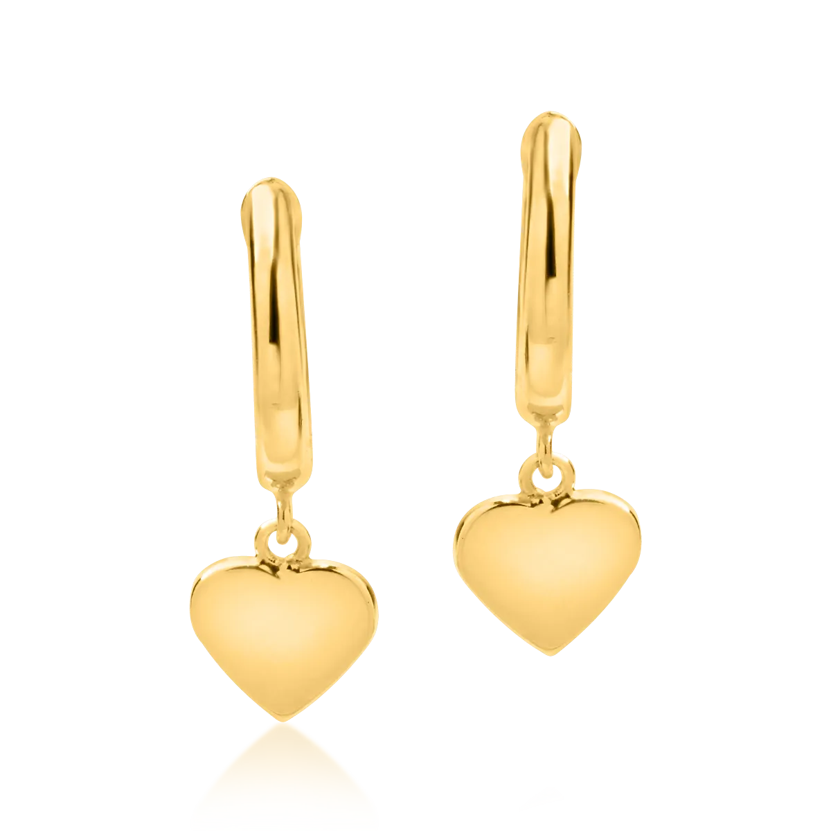 14K yellow gold heart earrings