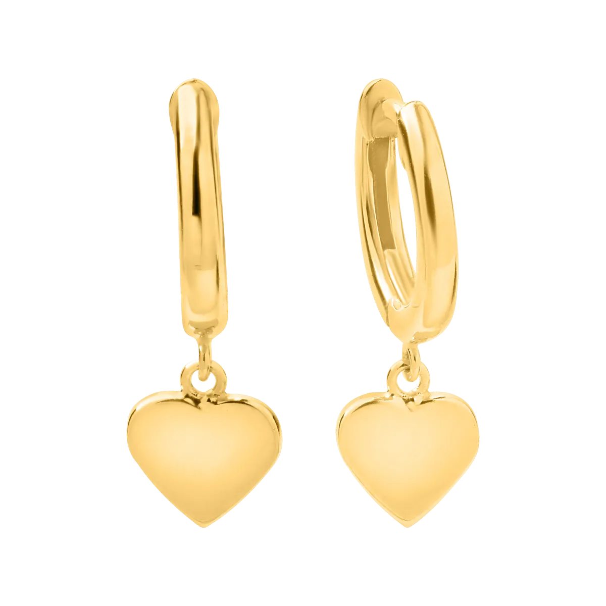 14K yellow gold heart earrings