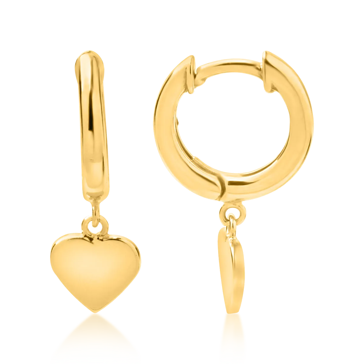 14K yellow gold heart earrings