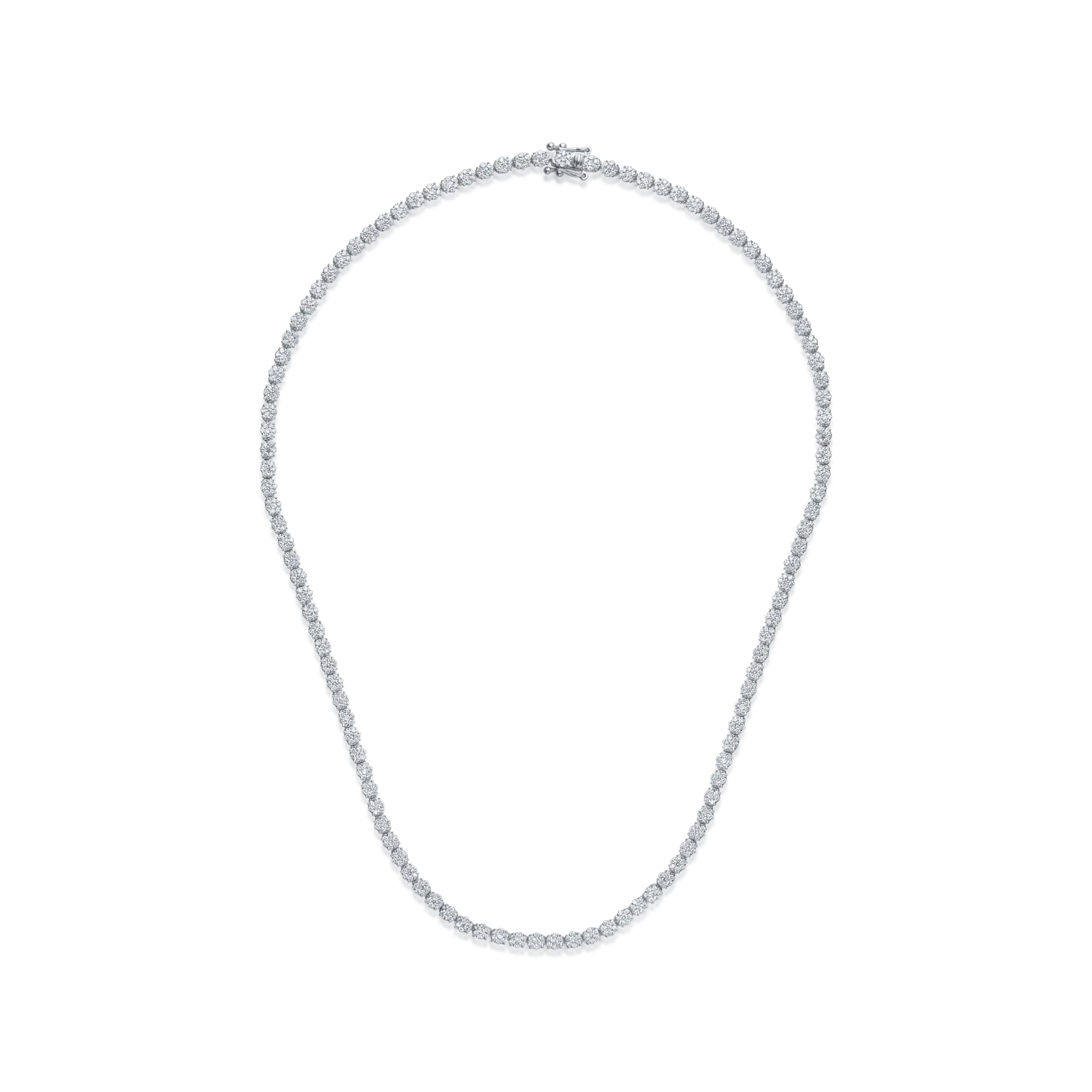 18K white gold tennis necklace with 4ct diamonds