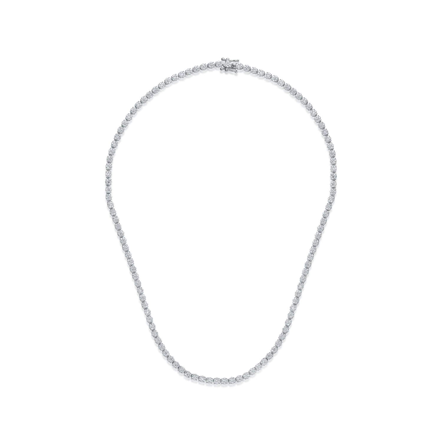 Colier tennis din aur alb cu diamante de 4ct