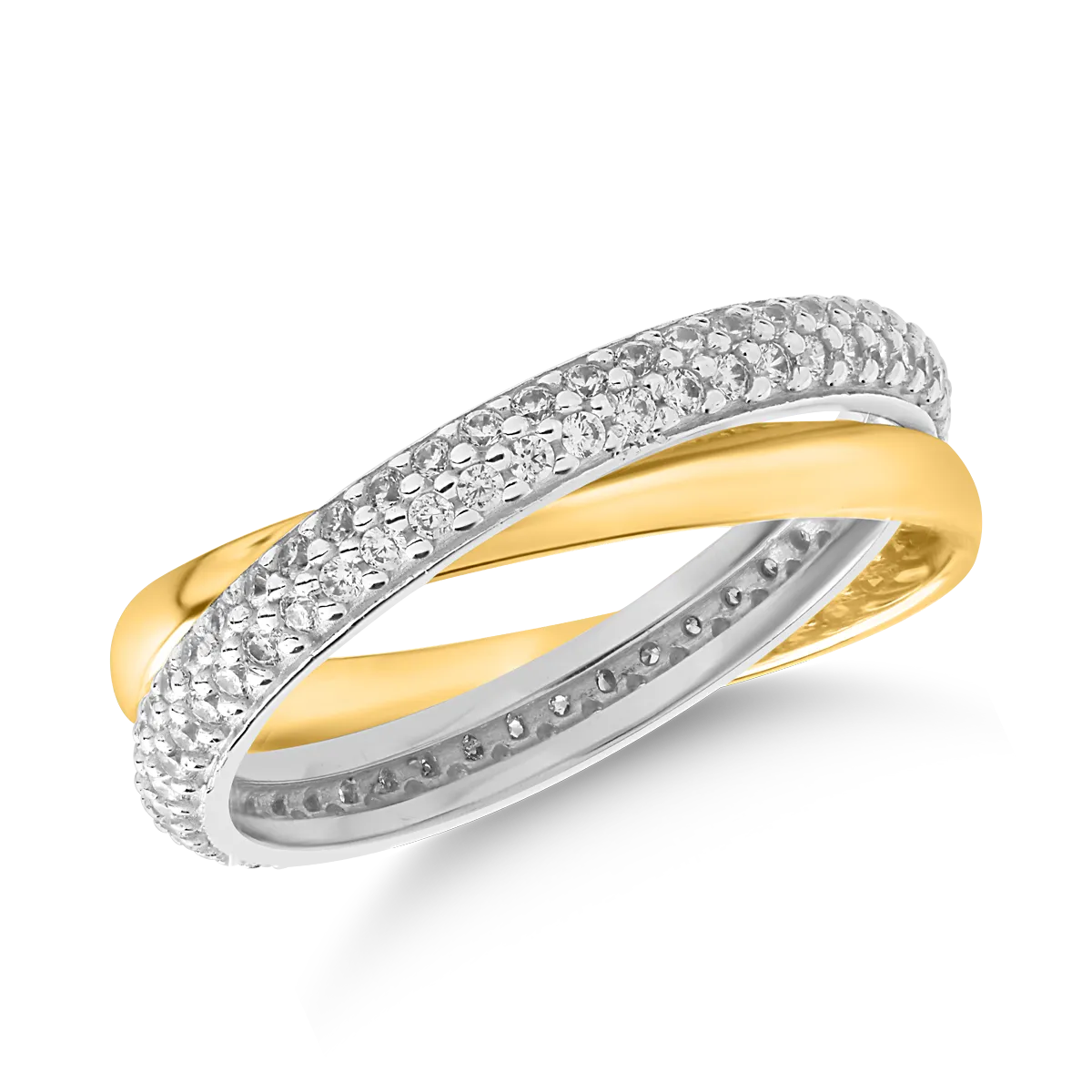 Inel din aur alb-galben de 14K-122279