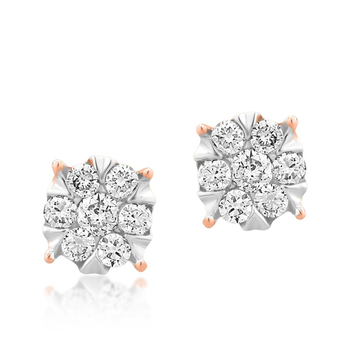 Kolczyki z 18K białego różowego złota z 0,34ct diamentami