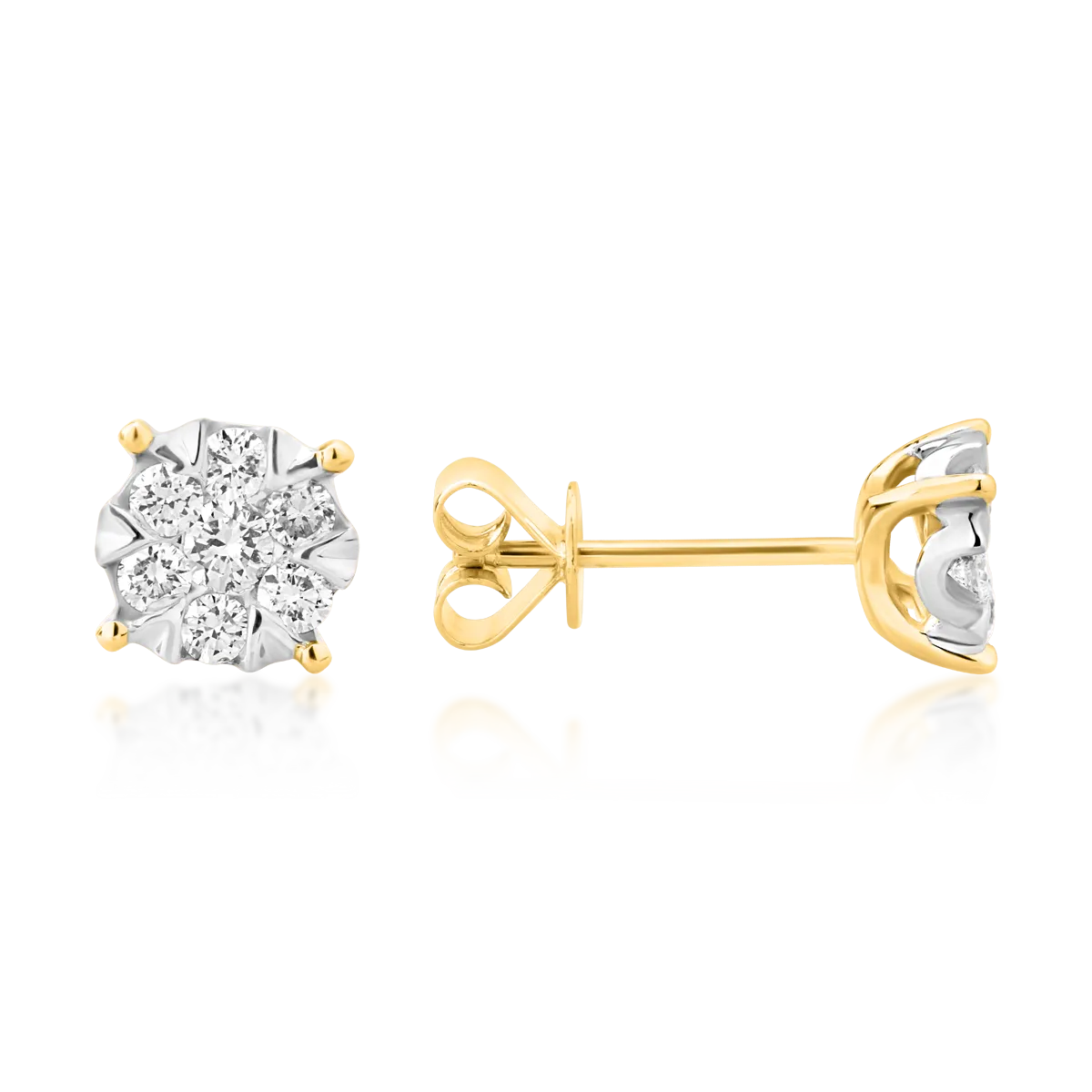 18K white-yellow gold earrings with 0.34ct diamonds