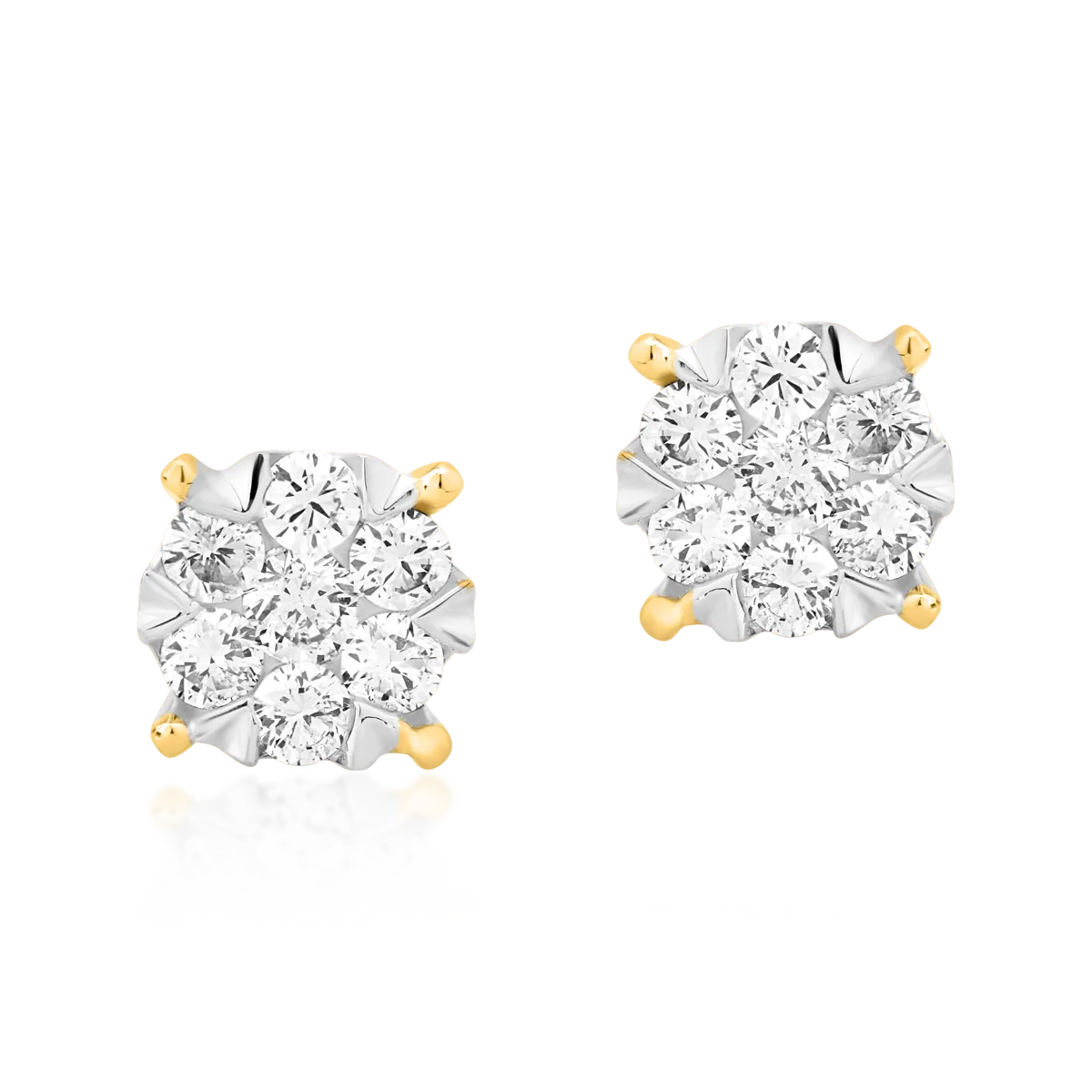 Cercei din aur alb-galben de 18K cu diamante de 0.5ct