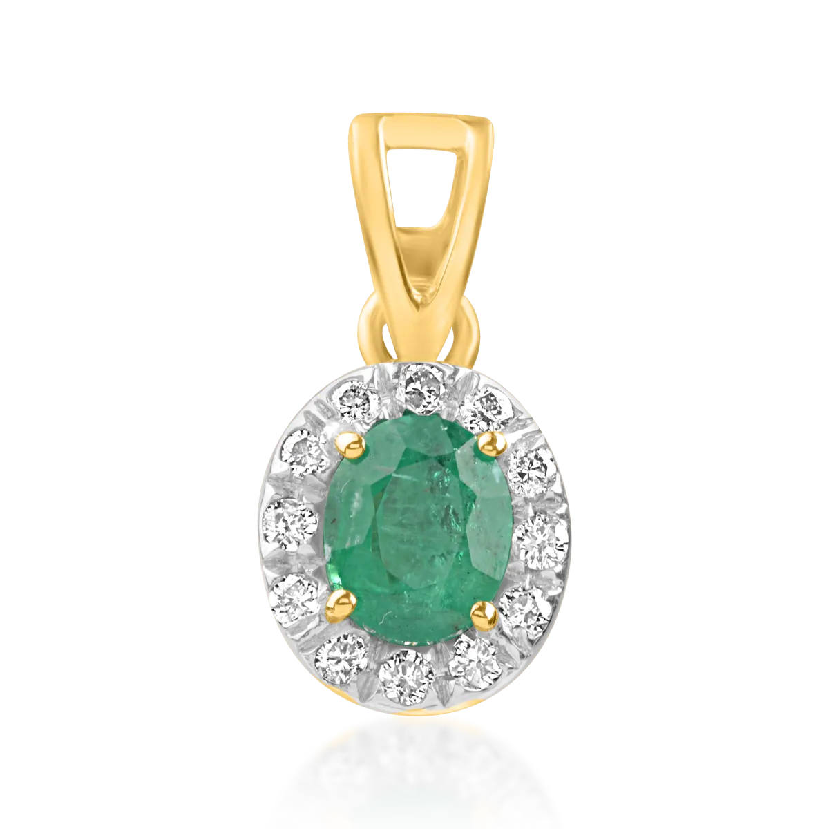 14K white-yellow gold pendant with 0.61ct emerald and 0.13ct diamonds