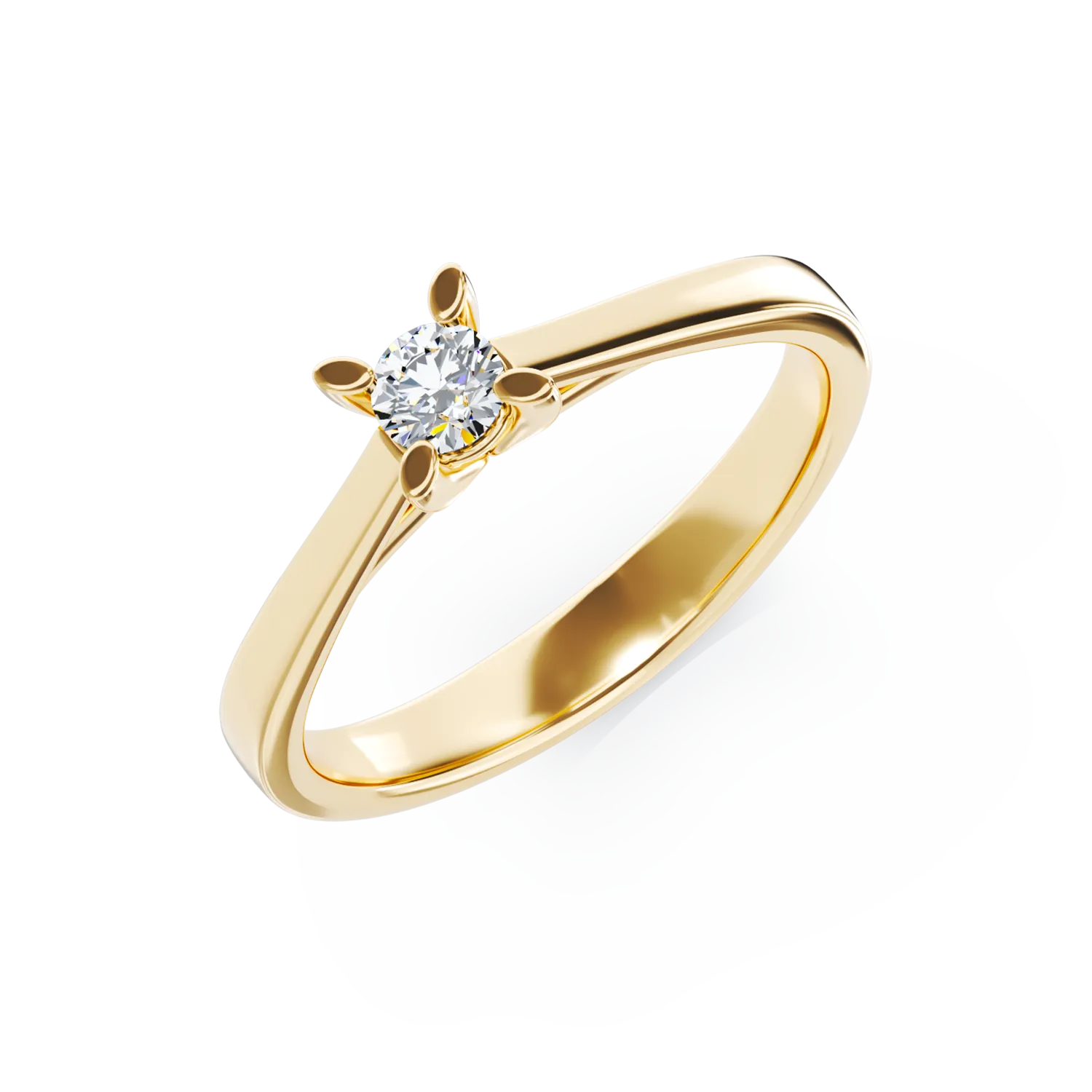 Inel de logodna din aur galben de 18K cu un diamant solitaire de 0.1ct