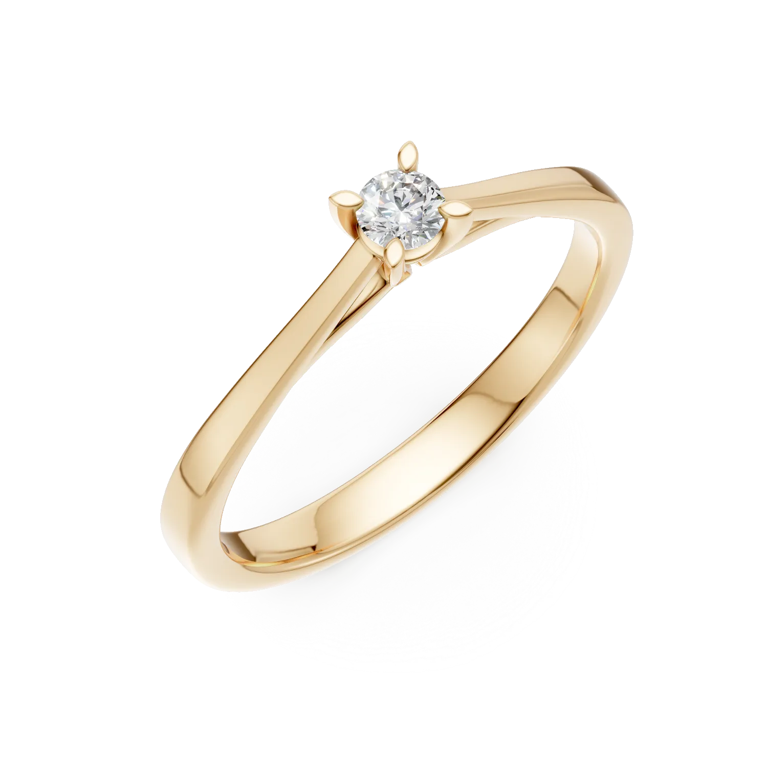 18K yellow gold engagement ring with a 0.1ct solitaire diamond