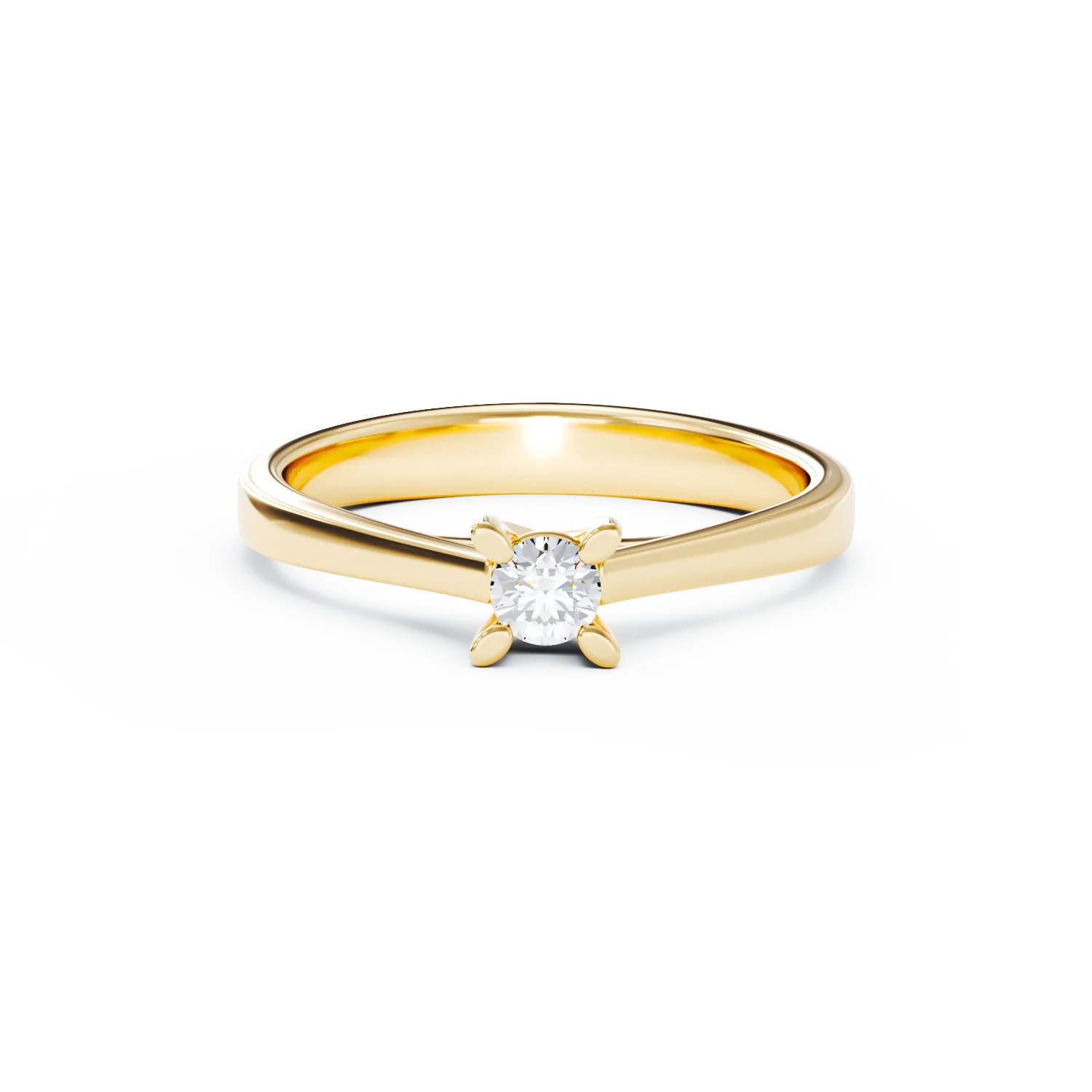 Годежен пръстен от 18K жълто злато с диамант пасианс 0.1ct