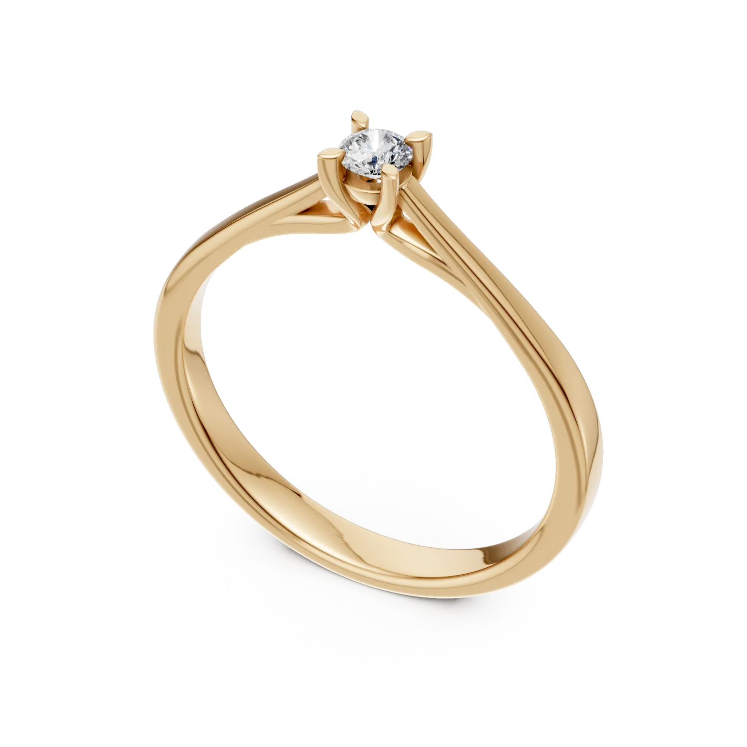 Годежен пръстен от 18K жълто злато с диамант пасианс 0.1ct