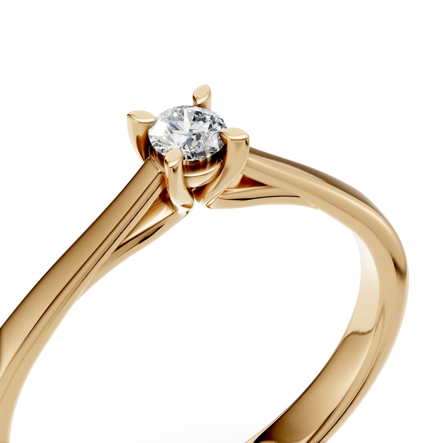 Годежен пръстен от 18K жълто злато с диамант пасианс 0.1ct