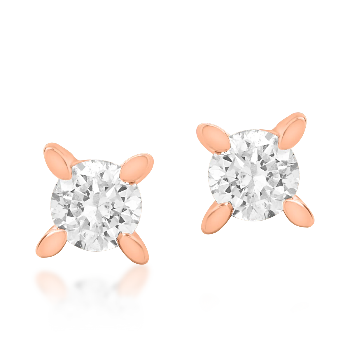 Cercei din aur roz de 18K cu diamante de 0.2ct