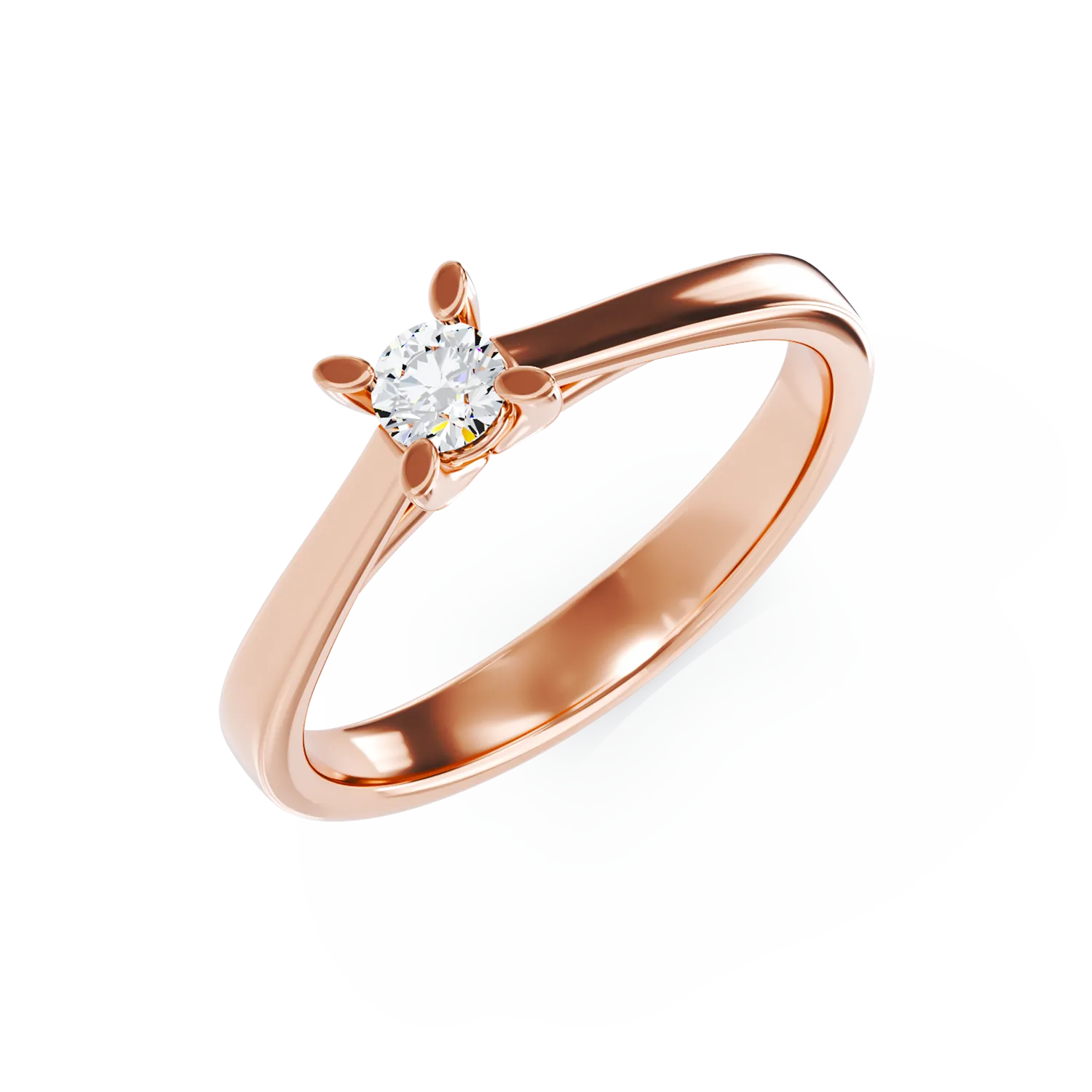 Годежен пръстен от 18K розово злато с диамант пасианс 0.1ct