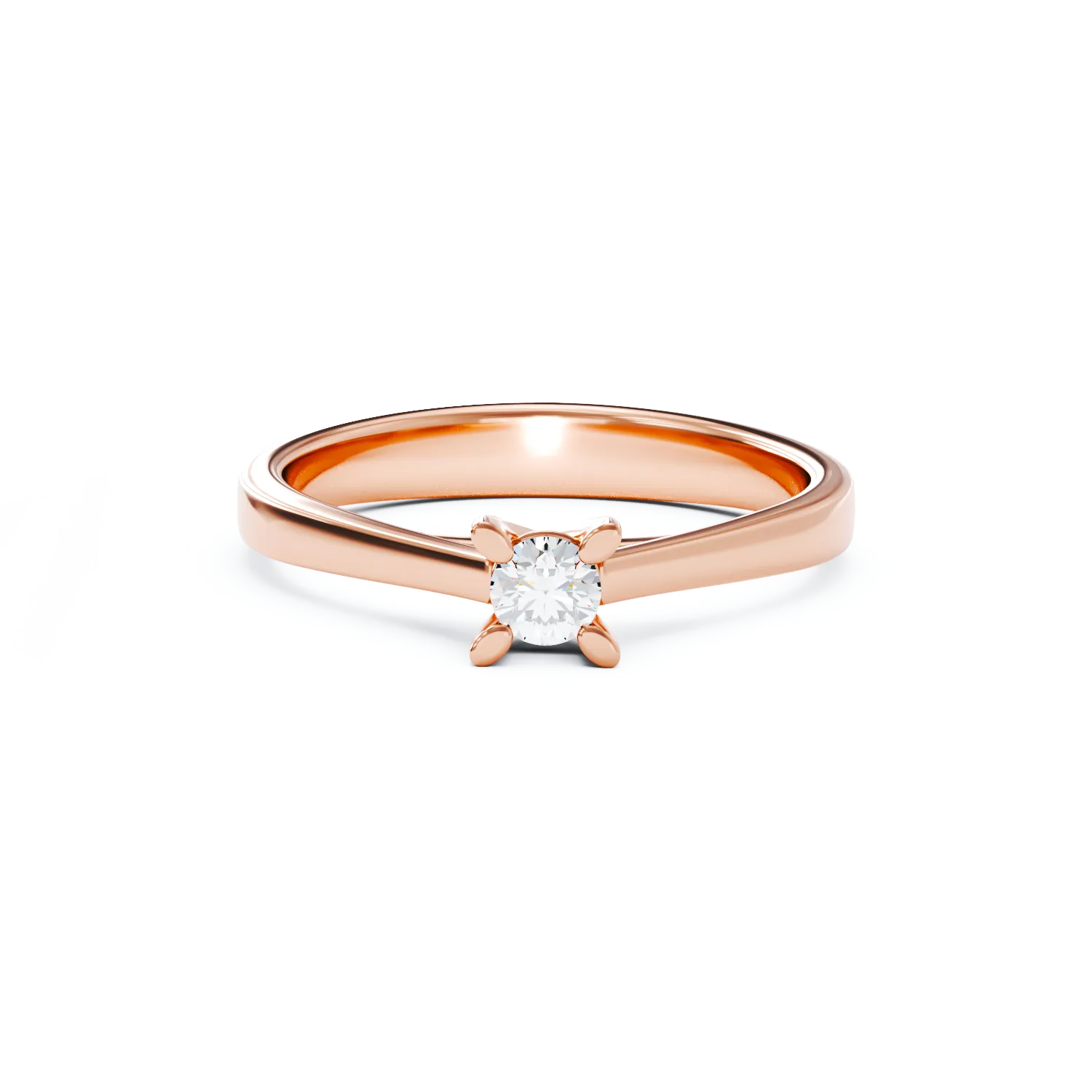 Inel de logodna din aur roz de 18K cu diamant de 0.1ct