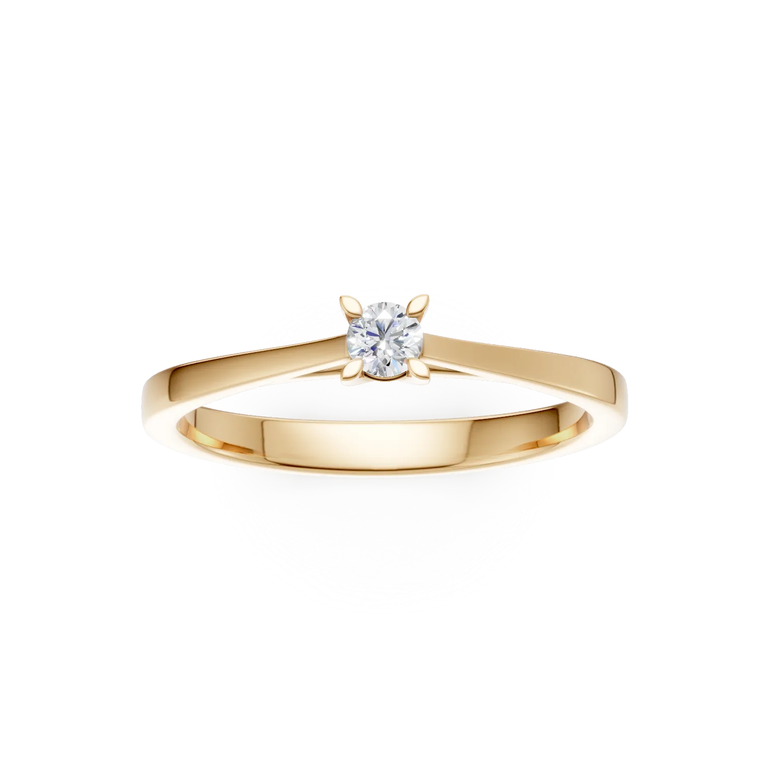 Годежен пръстен от 18K жълто злато с диамант пасианс 0.15ct