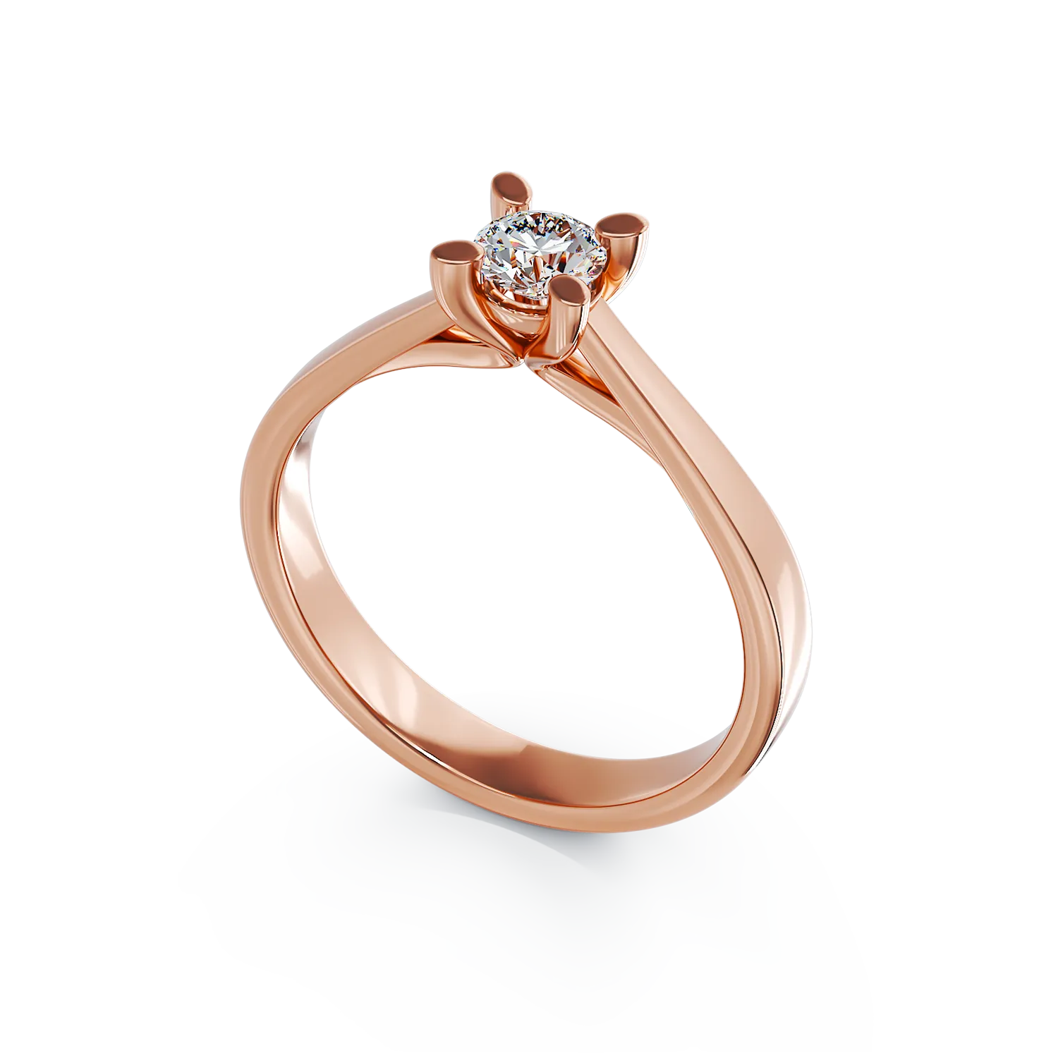Годежен пръстен от розово злато 18K с диамант пасианс 0.15ct