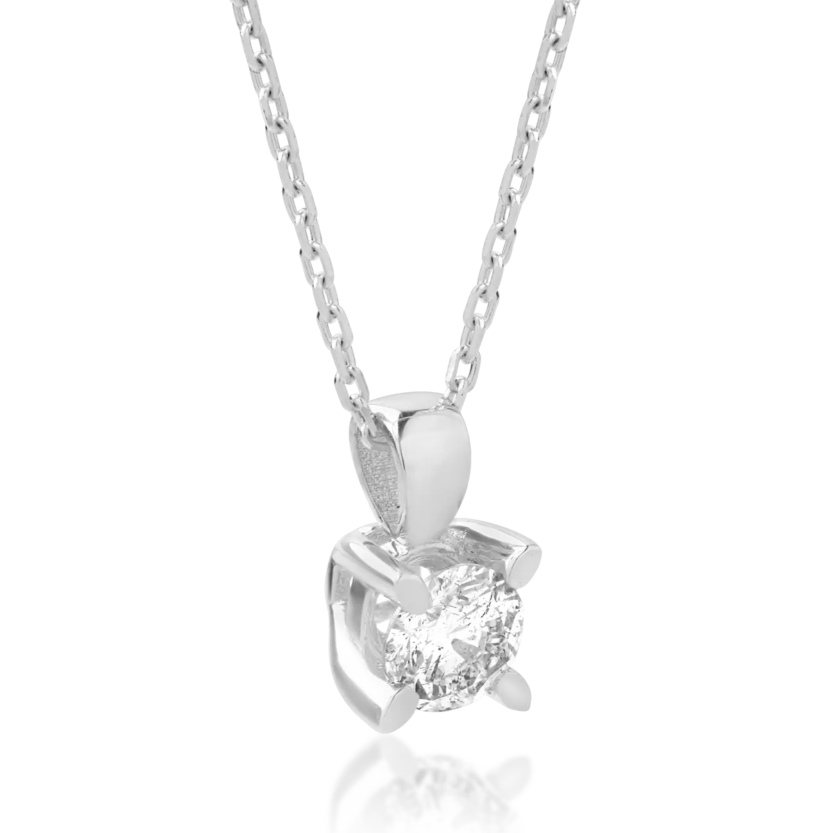 18K white gold necklace with pendant with diamond of 0.15ct