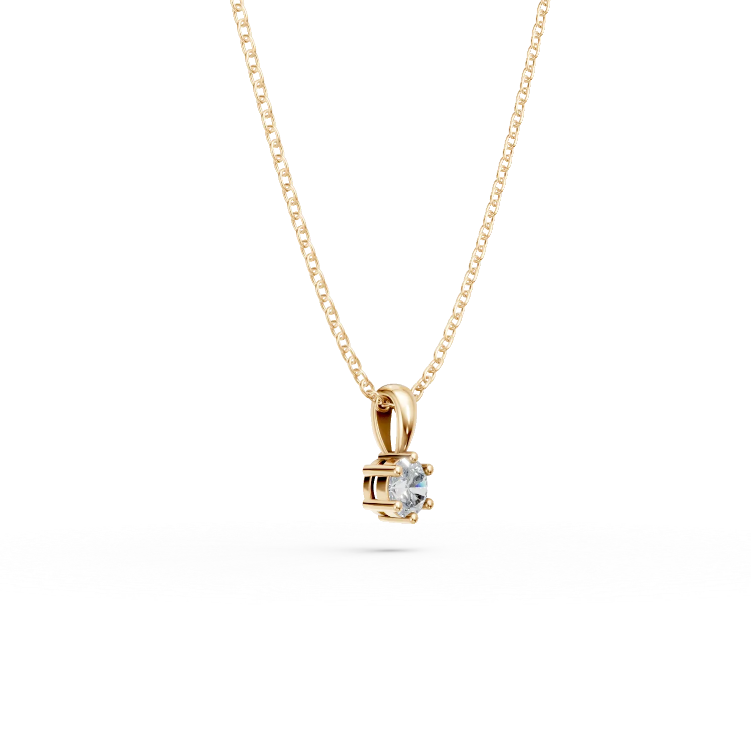 18K yellow gold necklace with pendant with diamond of 0.2ct