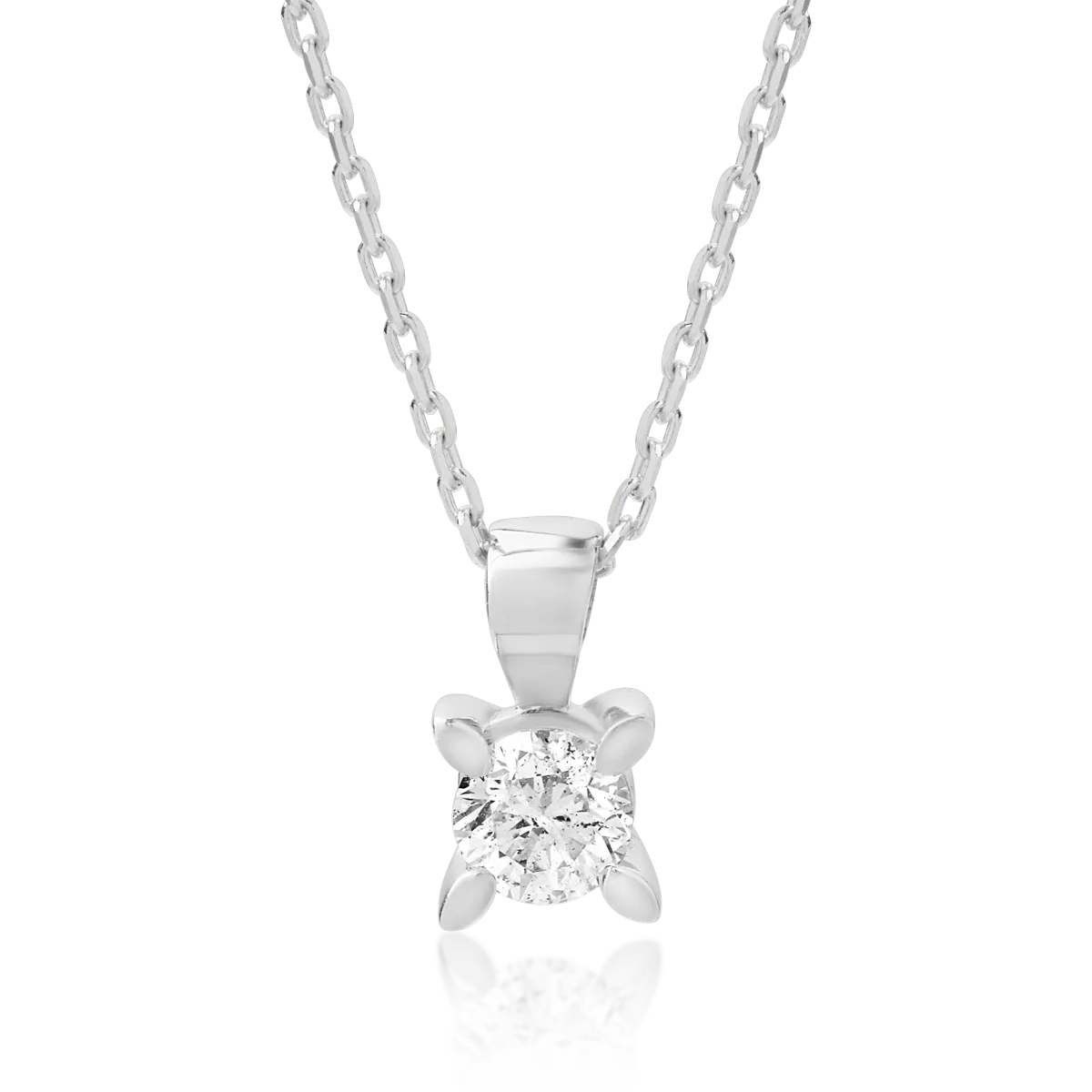 Lant cu pandantiv din aur alb cu diamant de 0.25ct
