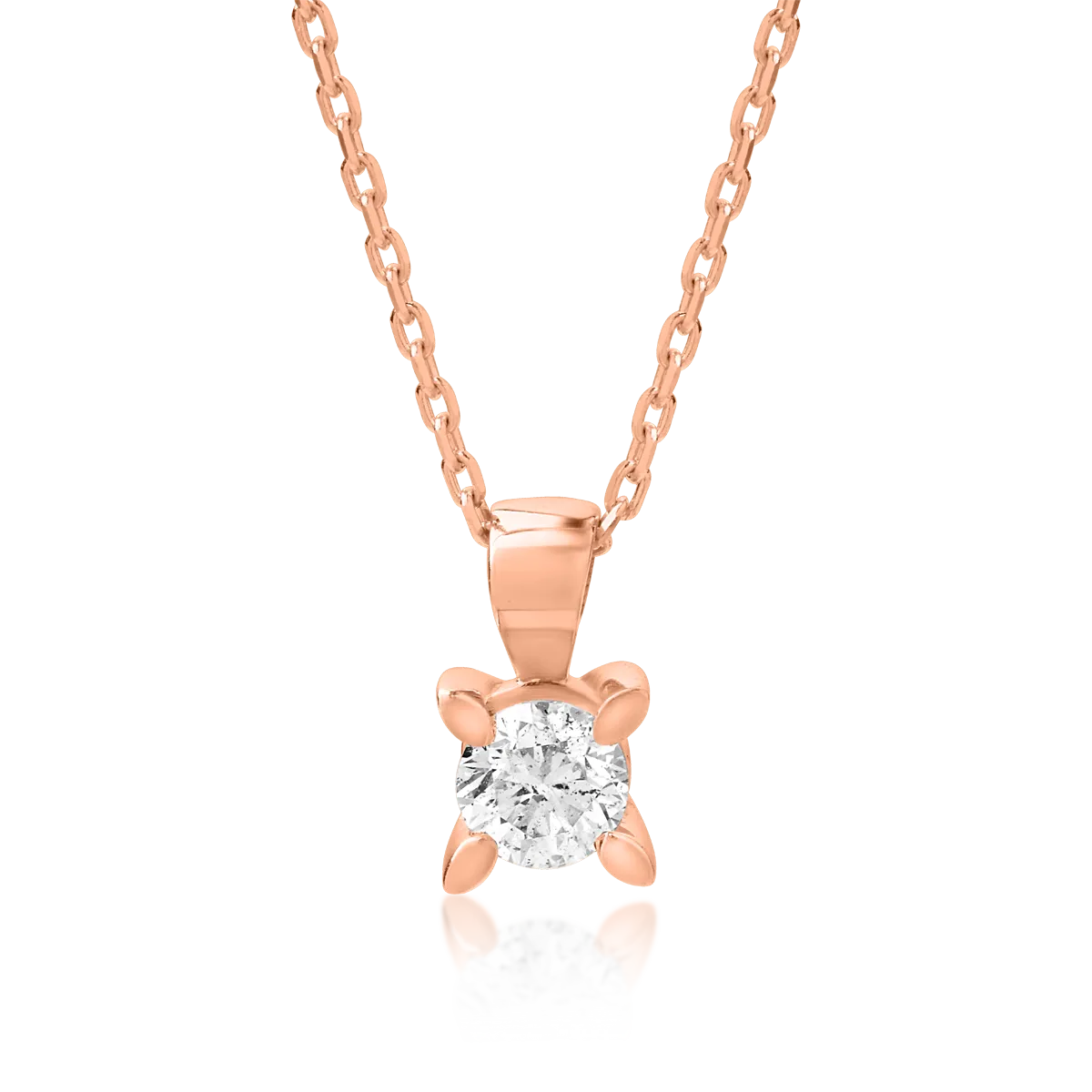 18K rose gold necklace with pendant with diamond of 0.25ct