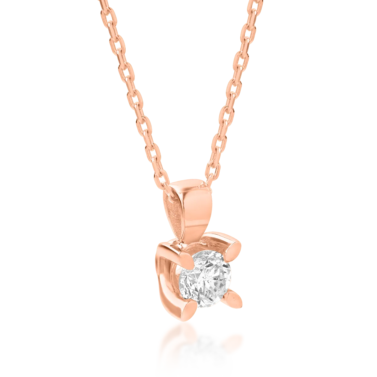 18K rose gold necklace with pendant with diamond of 0.25ct