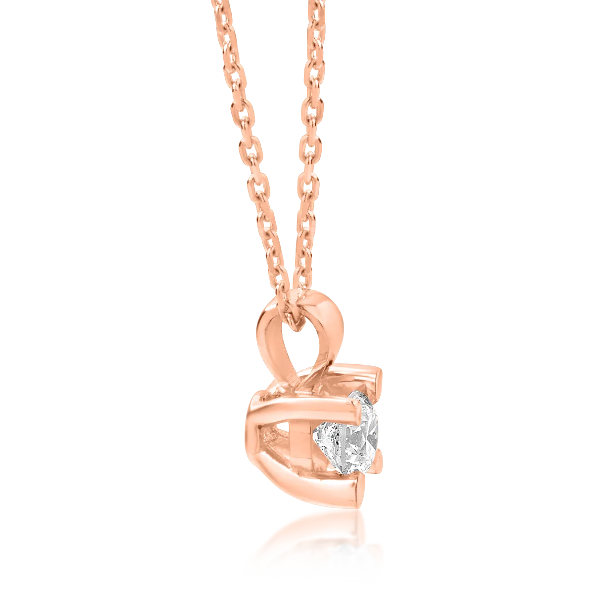 18K rose gold necklace with pendant with diamond of 0.25ct