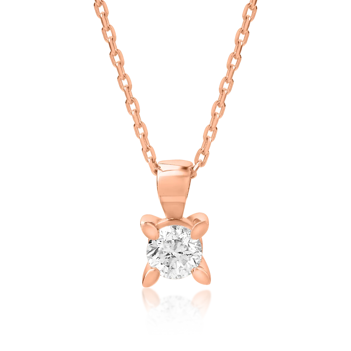 Lant cu pandantiv din aur roz cu diamant de 0.25ct