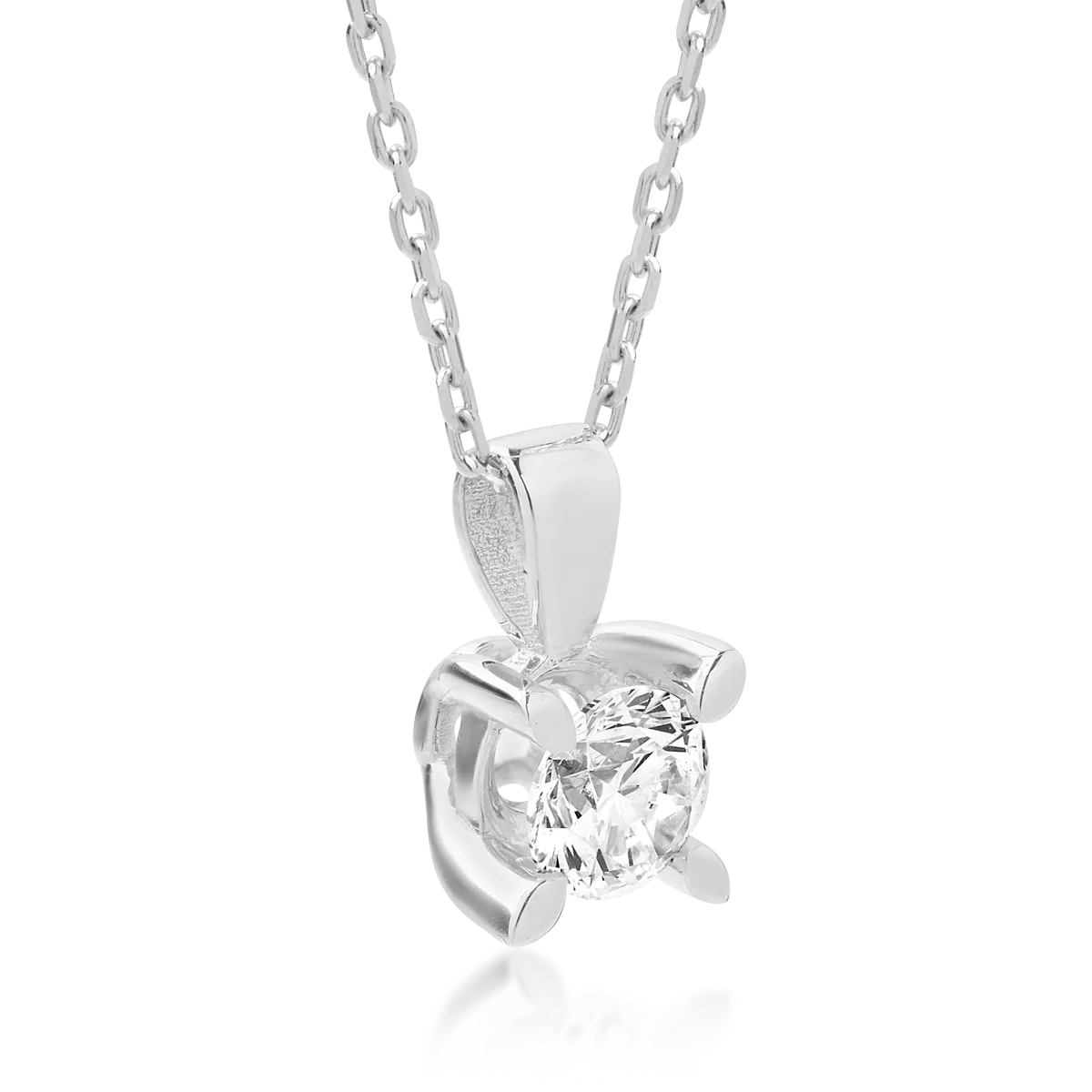 18K white gold necklace with pendant with diamond of 0.4ct