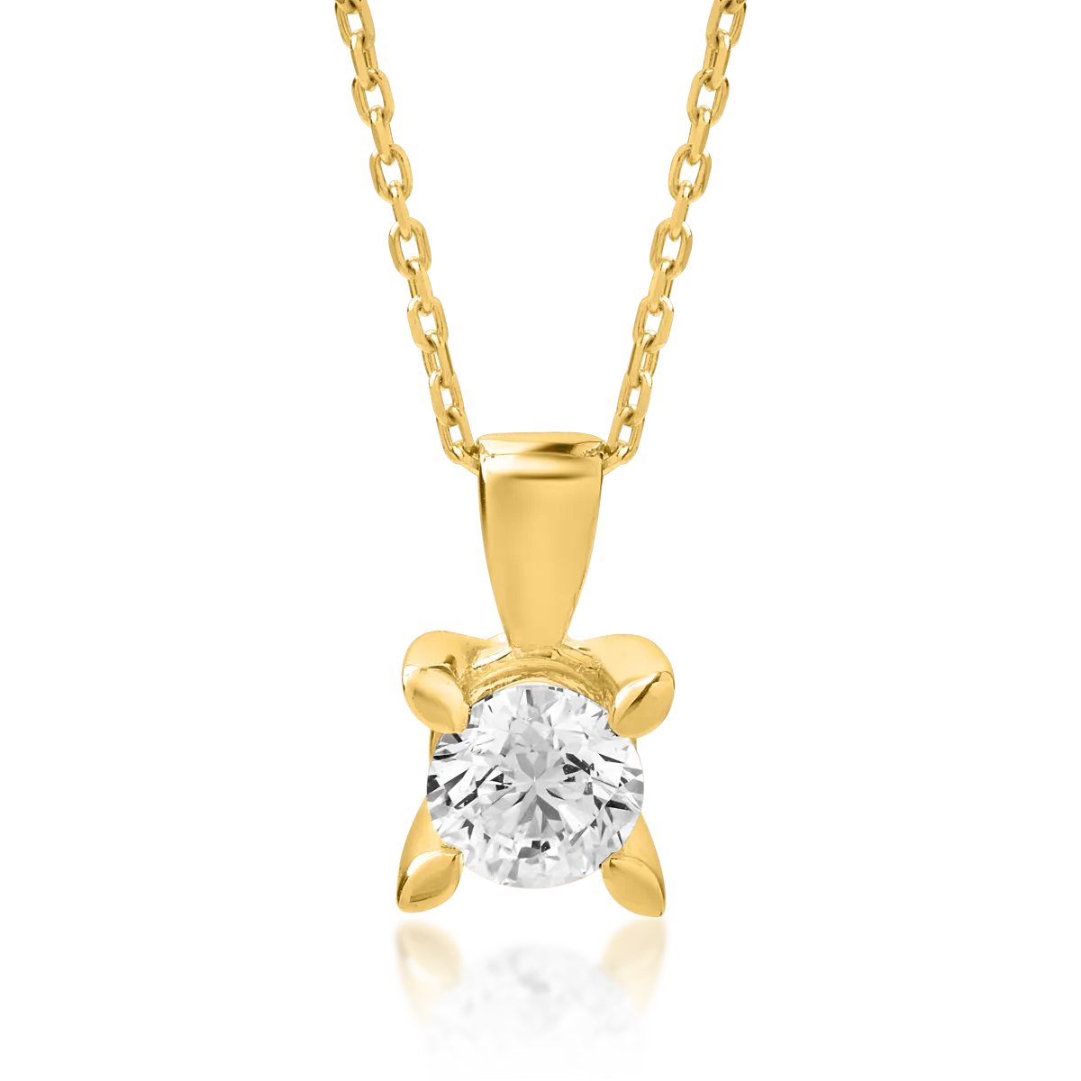 18K yellow gold necklace with pendant with diamond of 0.2ct