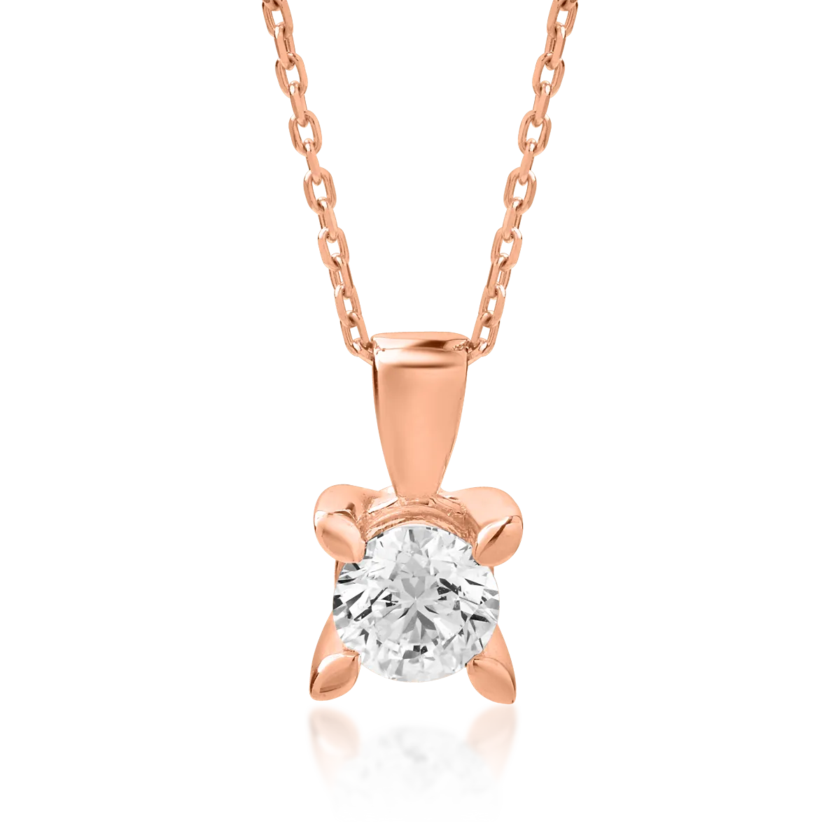 18K rose gold necklace with pendant with diamond of 0.8ct