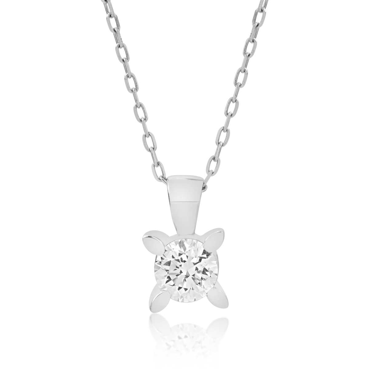 Lant cu pandantiv din aur alb de 18K cu diamant de 0.5ct-122450