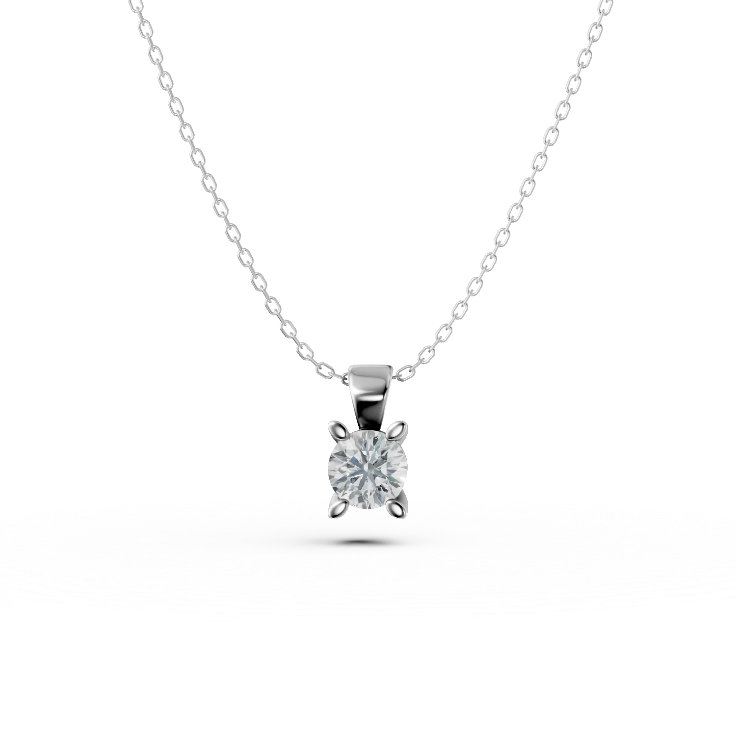 Lant cu pandantiv din aur alb cu diamant de 0.5ct