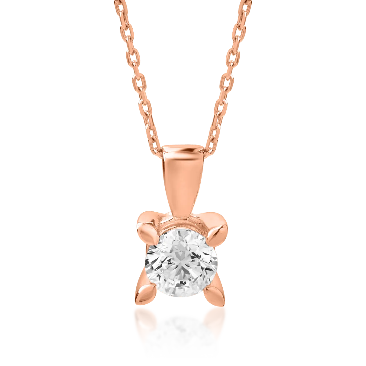 Lant cu pandantiv din aur roz cu diamant de 0.5ct