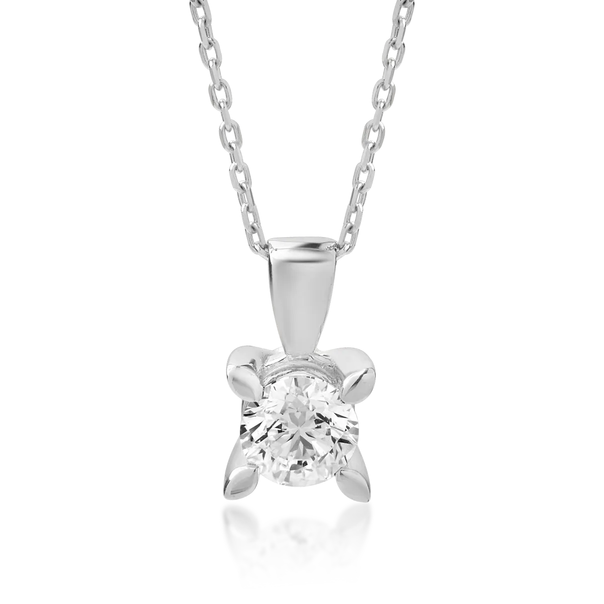 Lant cu pandantiv din aur alb cu diamant de 1ct