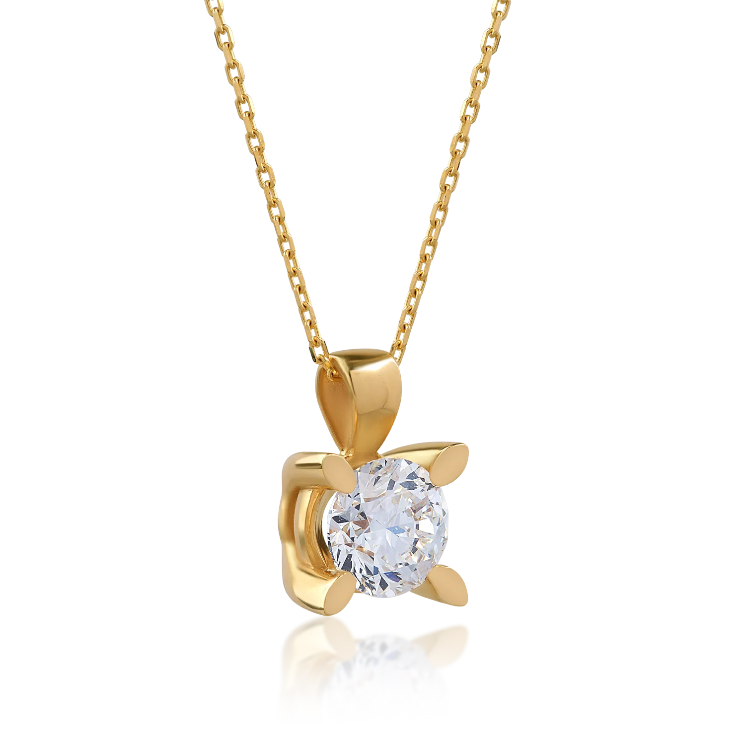 18K yellow gold pendant necklace with 1ct diamond