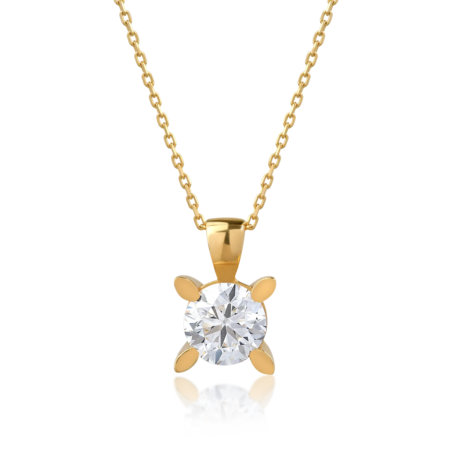 Lant cu pandantiv din aur galben cu diamant de 1ct