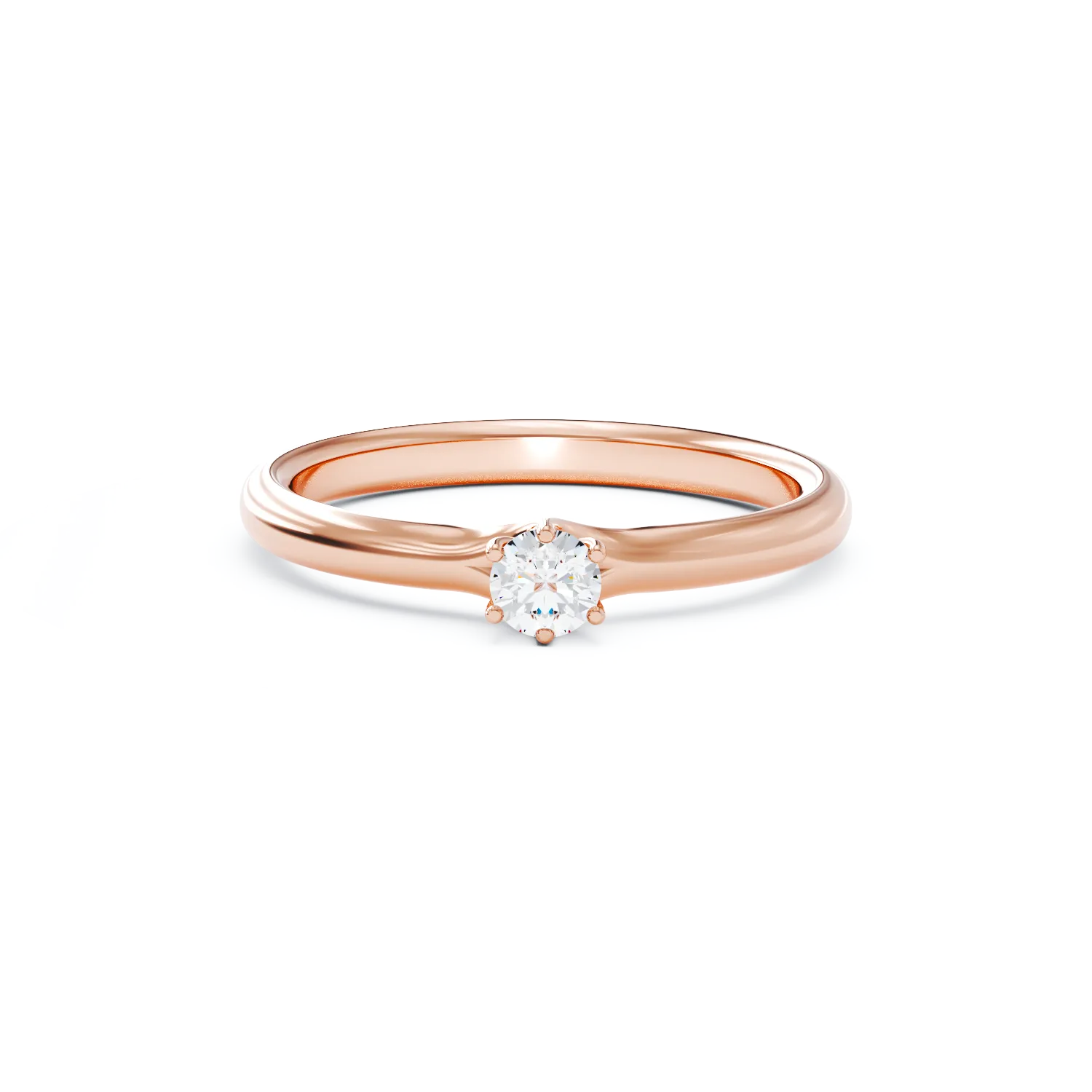 18K rose gold engagement ring with 0.145ct solitaire diamond