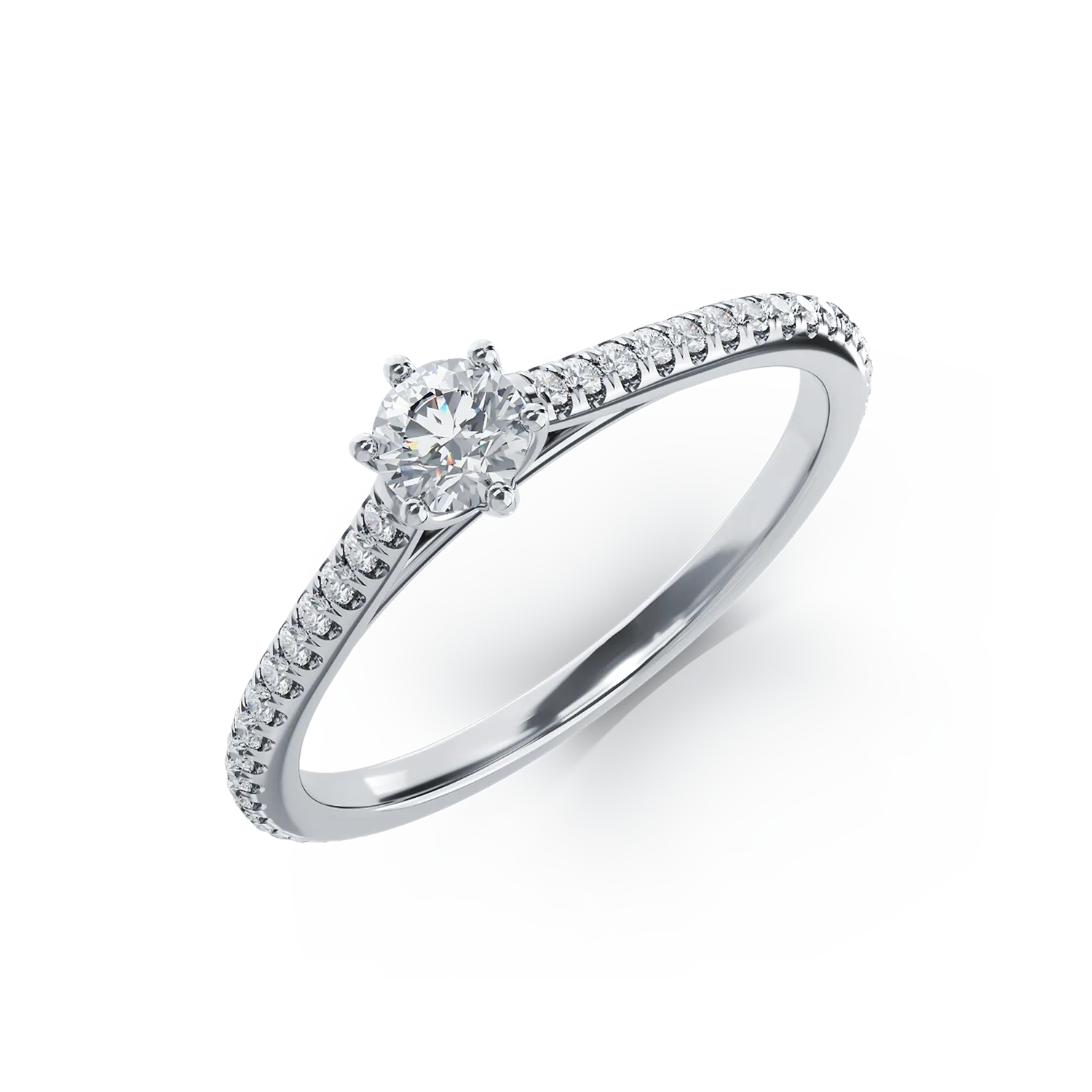 Платинен годежен пръстен с диамант от 0.19ct и диаманти от 0.18ct