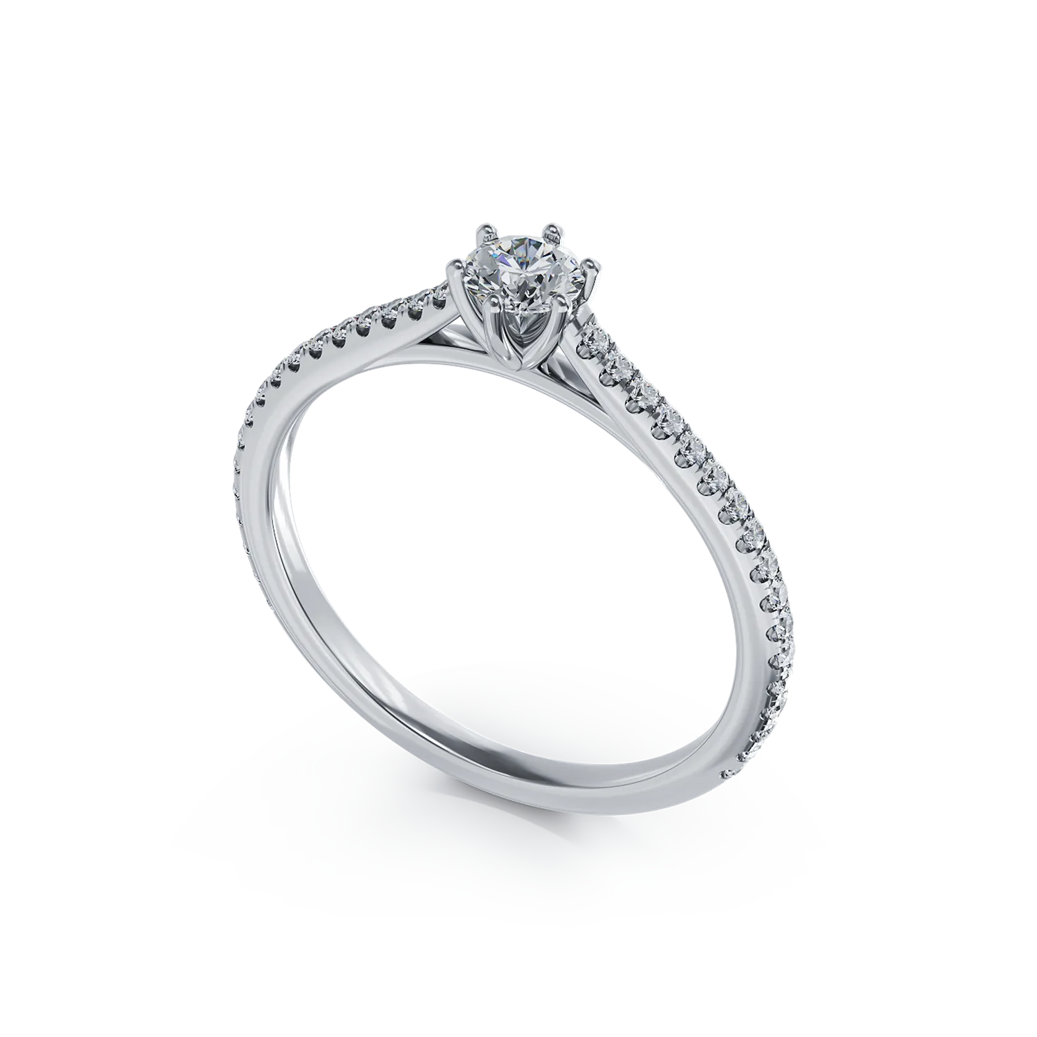 Платинен годежен пръстен с диамант от 0.19ct и диаманти от 0.17ct