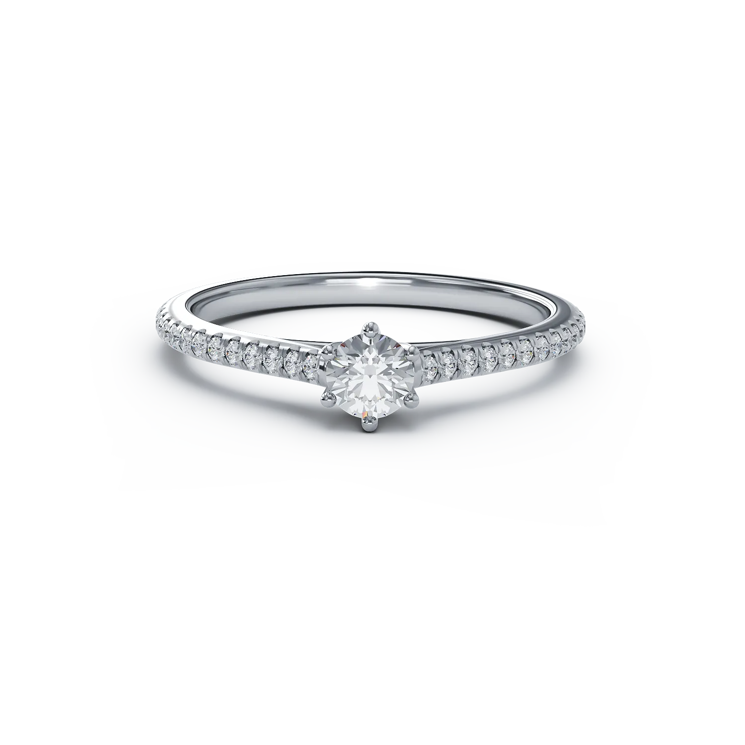 Платинен годежен пръстен с диамант от 0.19ct и диаманти от 0.18ct