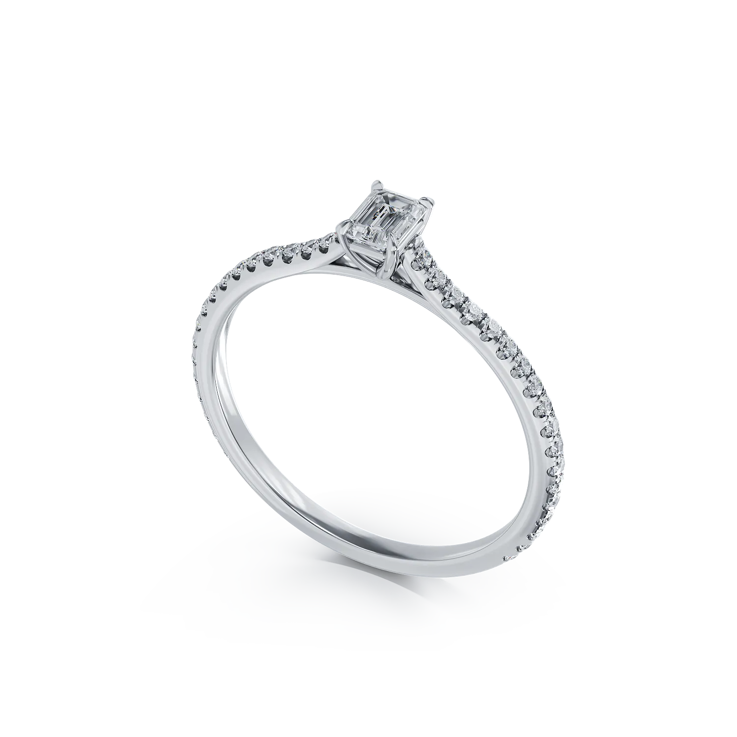 Платинен годежен пръстен с диамант от 0.19ct и диаманти от 0.195ct